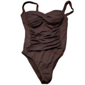 La Blanka Swimsuit Womens Size 8 Brown Rod Beattie One Piece Ruched